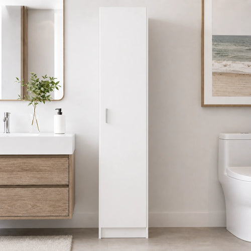 Armadio multiuso 1 anta bianco per lavanderia, bagno e ripostiglio - 0071410