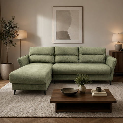 Divano con chaise reversibile contenitore in tessuto con sistema clic-clac - Otto