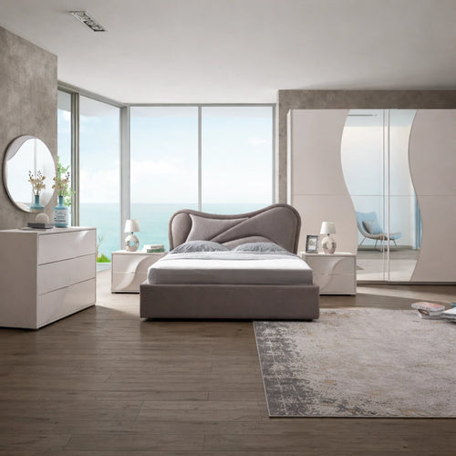 Camera da letto completa con armadio, letto matrimoniale, comò, comodini e specchiera - Pegasus