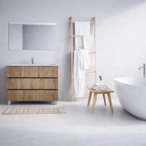 Mobile bagno 80 cm con 3 cassetti soft-close, finitura Sherwood - EIRENE