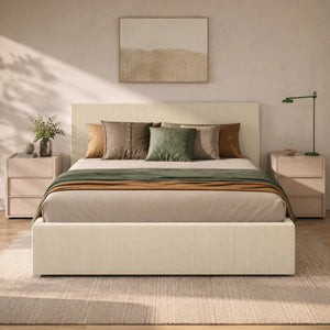 Letto matrimoniale contenitore in velluto a coste per camera da letto - Cloud