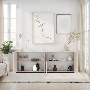 Madia 4 ante in finitura cashmere con piedi in metallo per soggiorno e zona living - STONE