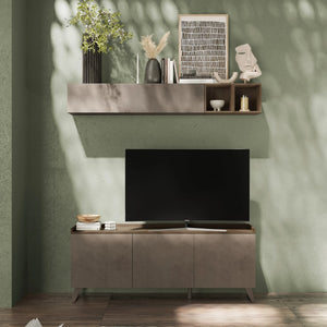Base TV 3 ante Bronzo e Mercure per soggiorno e zona living - Tray