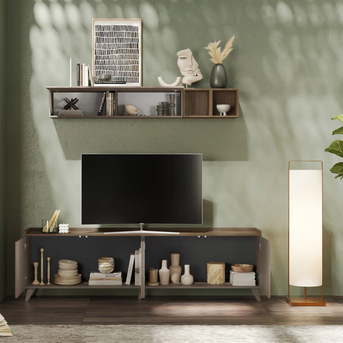 Base TV 4 ante Bronzo e Mercure per soggiorno e zona living - Tray