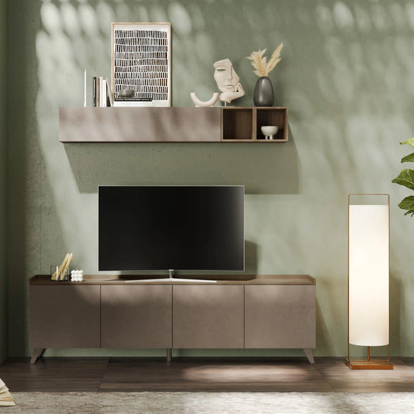Base TV 4 ante Bronzo e Mercure per soggiorno e zona living - Tray