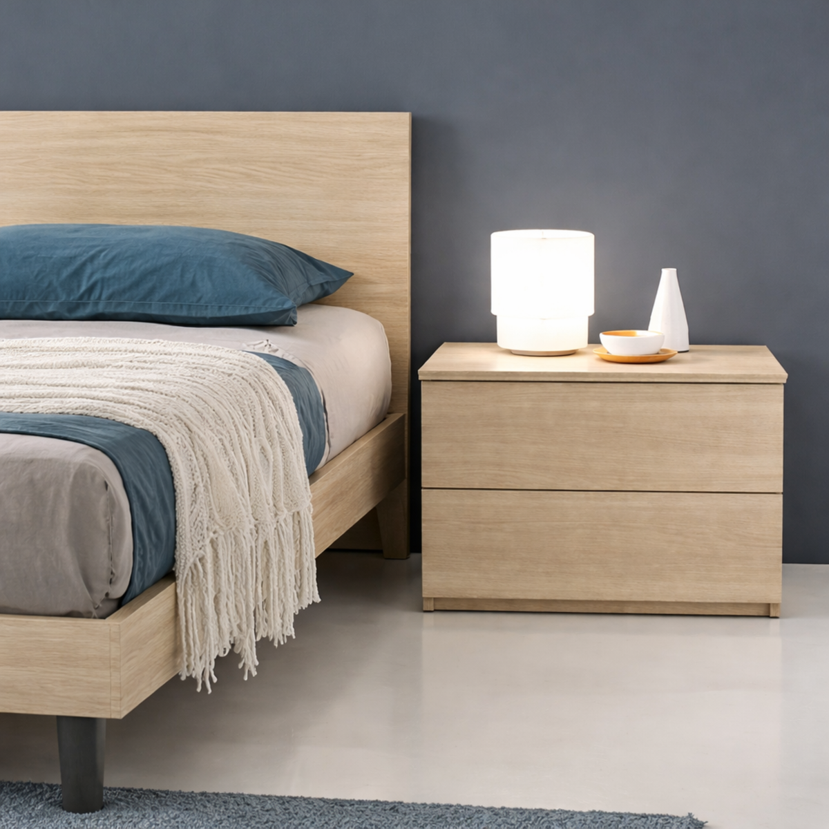 Comodino 2 olmo cassetti in truciolare nobilitato per camera da letto - Simpli