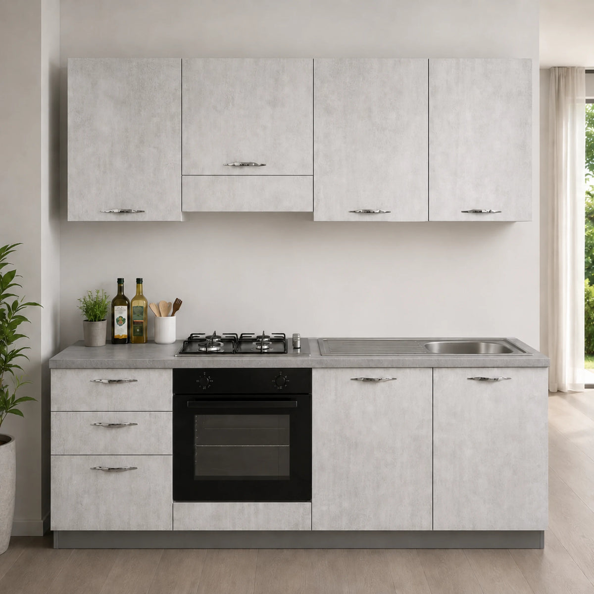 Cucina componibile completa con elettrodomestici e sistema Soft Close per ambienti moderni - Ida