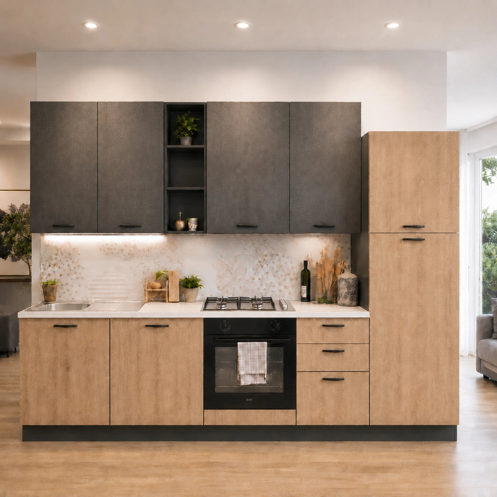 Cucina componibile completa con elettrodomestici e sistema Soft Close per ambienti moderni - Sara con finitura selezionata