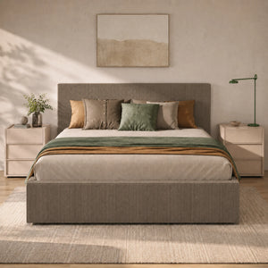 Letto matrimoniale contenitore in velluto a coste per camera da letto - Cloud