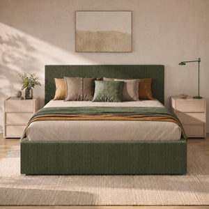 Letto matrimoniale contenitore in velluto a coste per camera da letto - Cloud