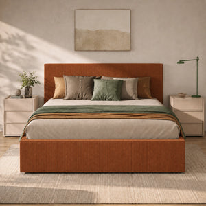 Letto matrimoniale contenitore in velluto a coste per camera da letto - Cloud