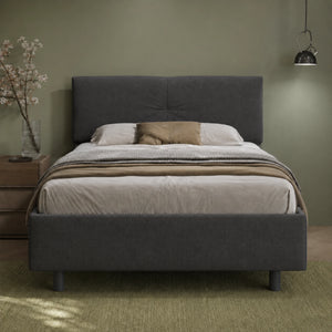 Letto matrimoniale in tessuto sfoderabile con contenitore per camera da letto - Must