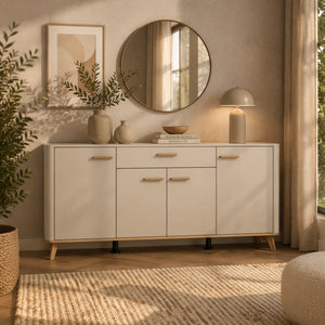 Madia cashmere e rovere naturale con 4 ante e 1 cassetto per soggiorno moderno - DARWEN