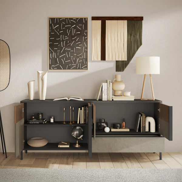 Madia lava, argilla e rovere mercure, 4 ante e 1 cassetto - Everest