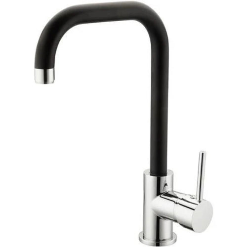 Miscelatore lavello monocomando nero satinato con bocca alta girevole in ottone per cucina - Florida Idrobric
