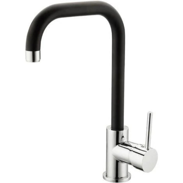 Miscelatore lavello monocomando nero satinato con bocca alta girevole in ottone per cucina - Florida Idrobric