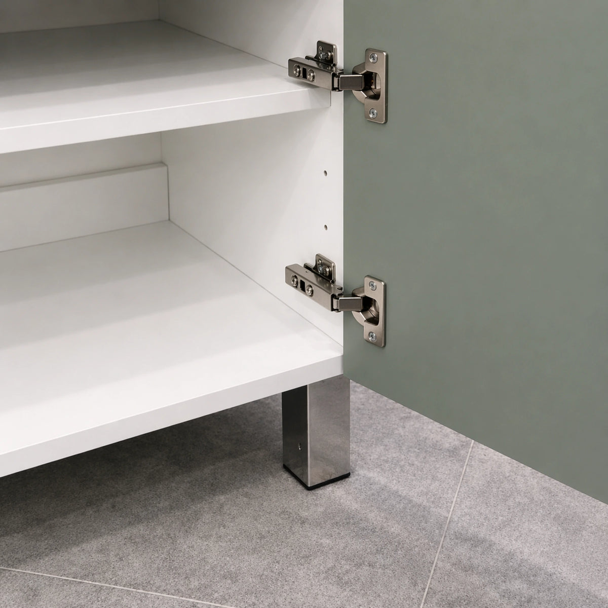 Mobile bagno da appoggio verde salvia con 1 cassetto, 2 ante e specchio incluso - Helix