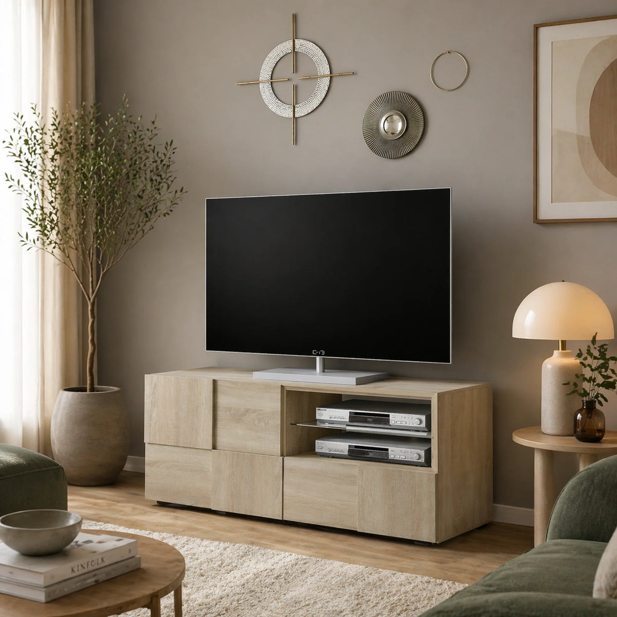 Porta TV 1 anta e 1 cassetto in finitura Rovere Samoa per soggiorno e zona living - Dama