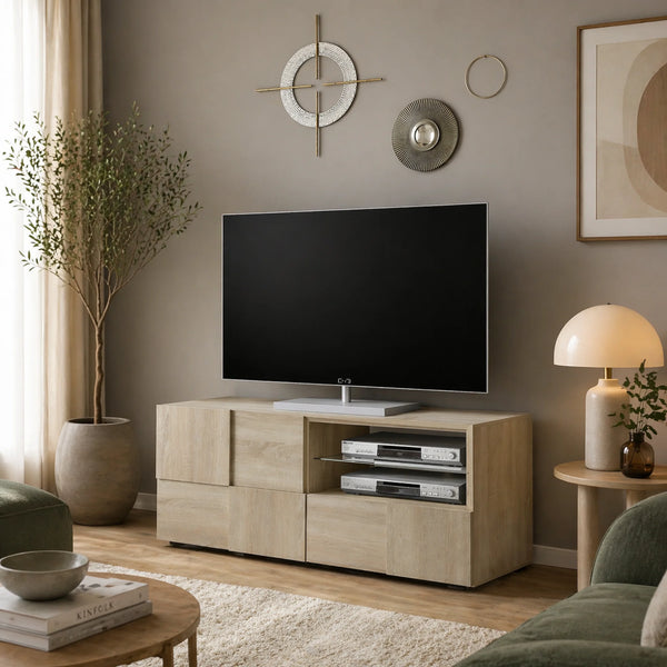 Porta TV 1 anta e 1 cassetto in finitura Rovere Samoa per soggiorno e zona living - Dama