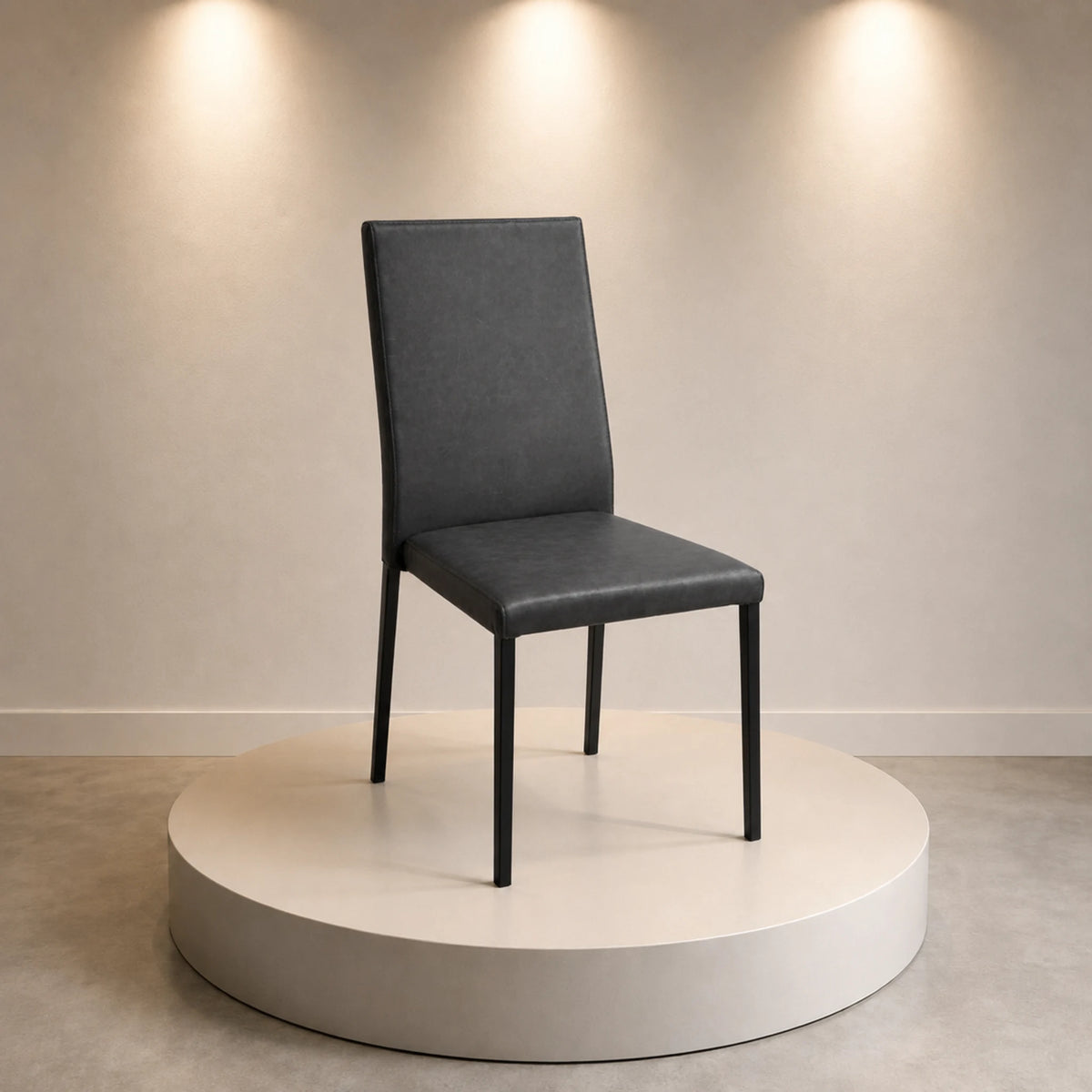 Sedia in nabuk grigio con struttura in metallo nero per cucina e sala da pranzo - Vanessa