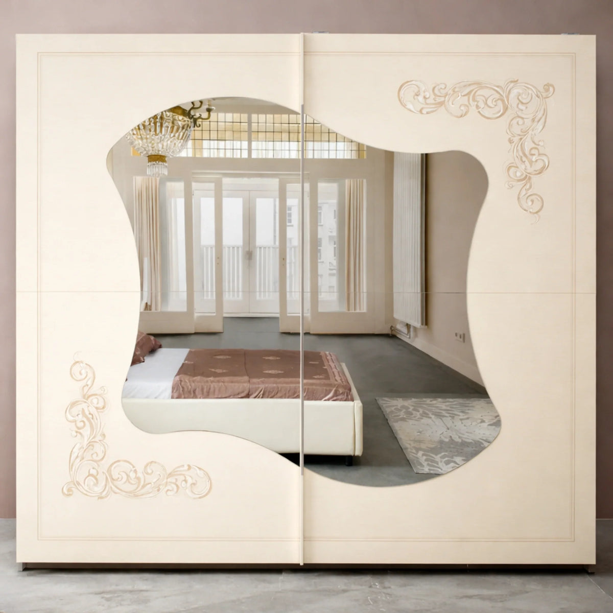 Camera da letto completa con armadio scorrevole, letto matrimoniale, comò, comodini e specchiera - Giulietta
