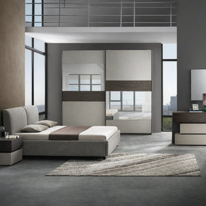Camera da letto completa con armadio 2 ante scorrevoli, letto matrimoniale, comò, comodini e specchiera - Kendra