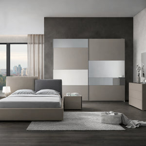 Camera da letto completa con armadio 2 ante scorrevoli, letto matrimoniale, comò, comodini e specchiera - Nicole
