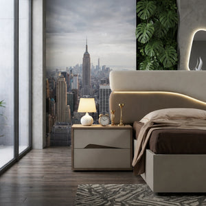 Camera da letto completa con armadio, letto matrimoniale, comò, comodini e specchiera - Soleil