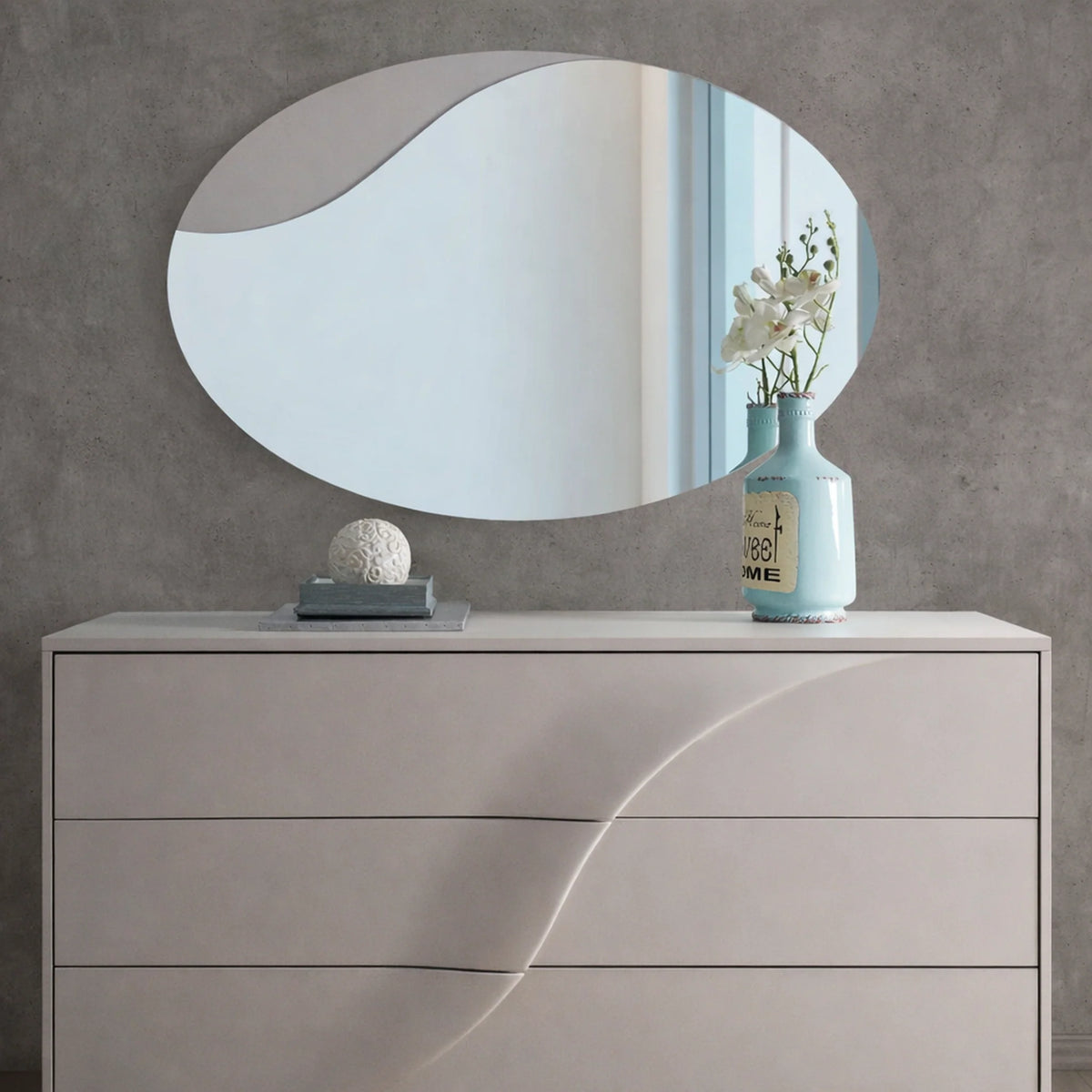 Camera da letto completa con armadio, letto matrimoniale, comò, comodini e specchiera - Pegasus