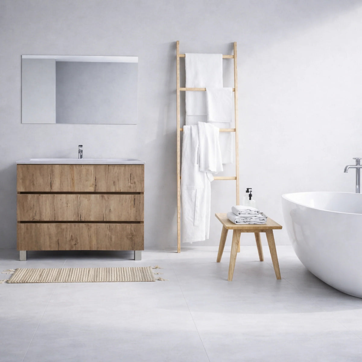 Mobile bagno 80 cm con 3 cassetti soft-close, finitura Sherwood - EIRENE