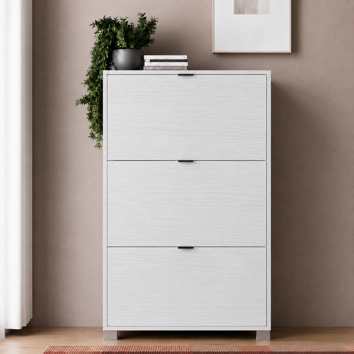 Scarpiera 3 ribalte con doppi ripiani interni e finiture moderne - SC002