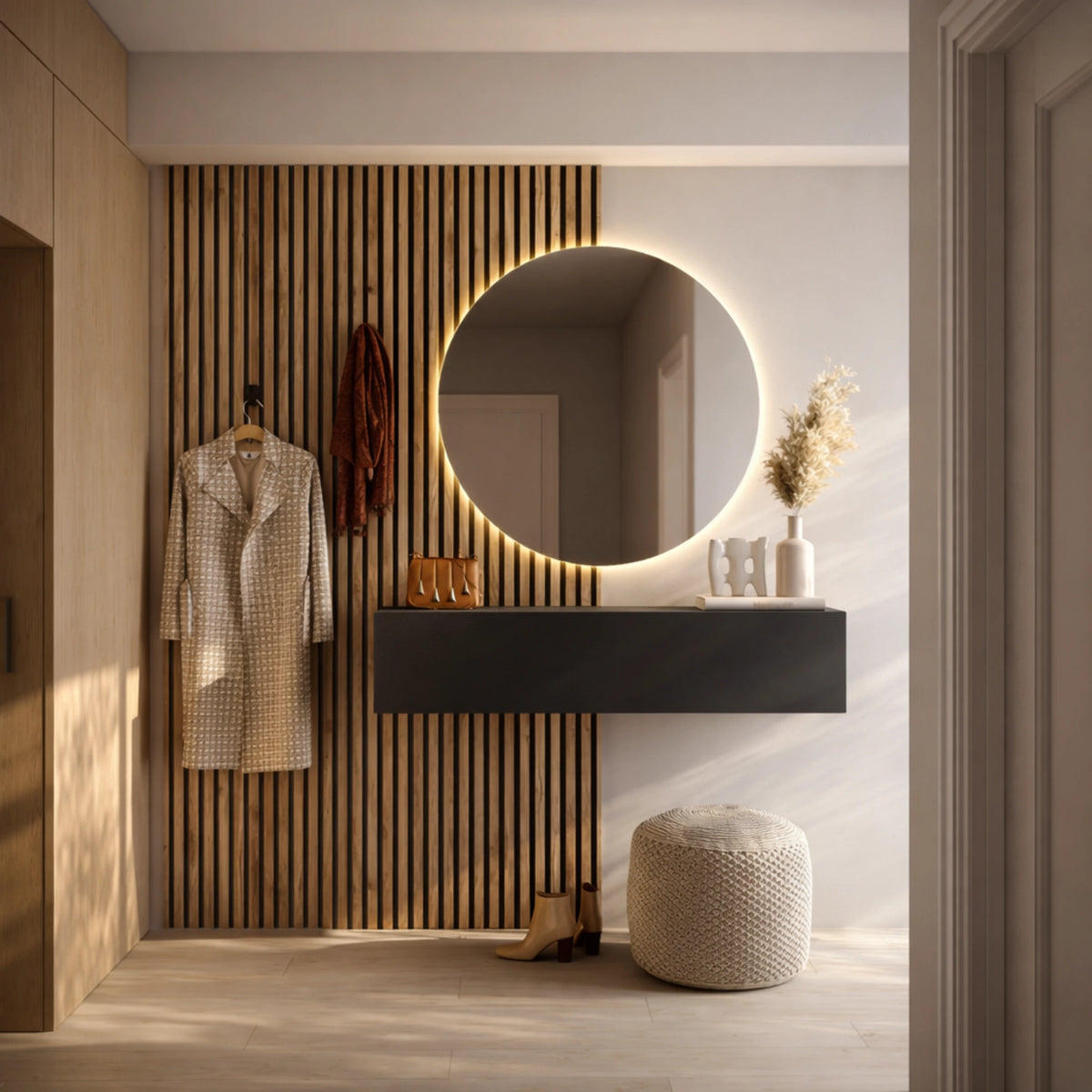 Mobile ingresso lava e cadiz con specchio a LED e modulo orizzontale a ribalta - Infinity 5.0