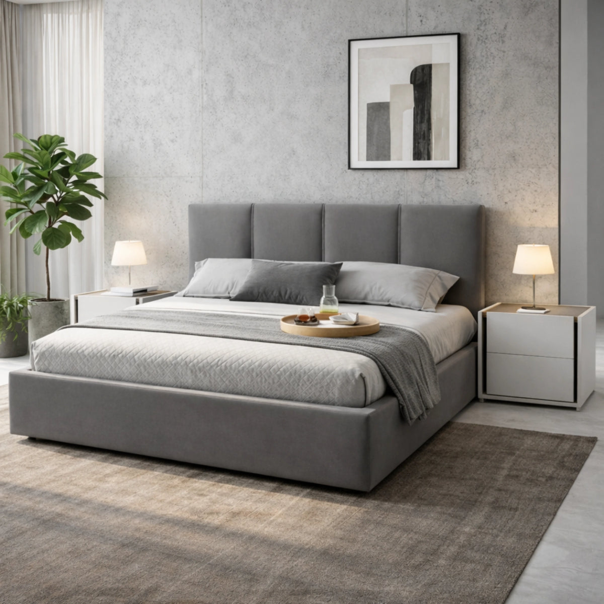 Camera da letto completa con armadio, letto matrimoniale, comò, comodini e specchiera - Ilaria