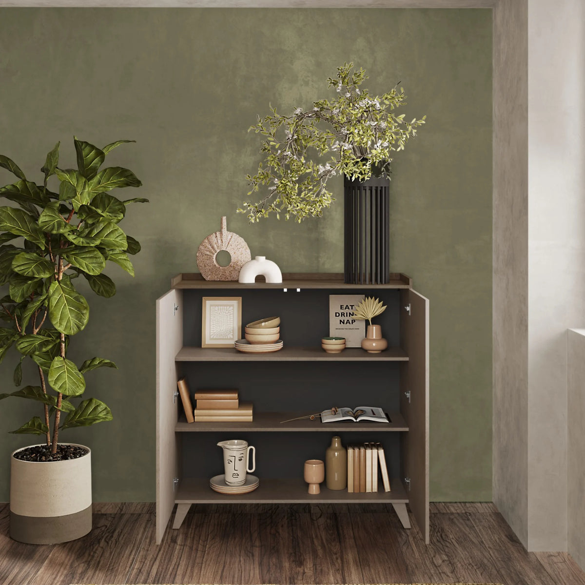 ontenitore 2 ante Bronzo e Mercure per soggiorno e zona living - Tray