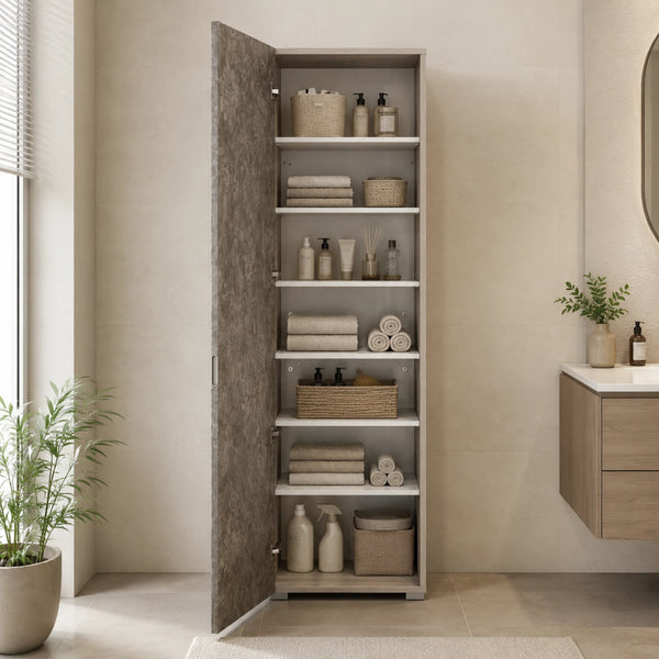Colonna multiuso con struttura finitura olmo e anta reversibile per ingresso e camera - EL-329