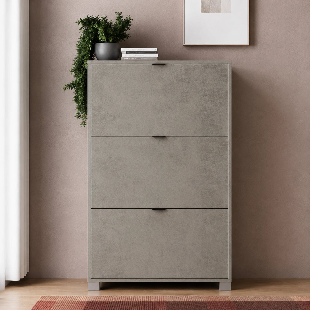 Scarpiera 3 ribalte con doppi ripiani interni e finiture moderne - SC002